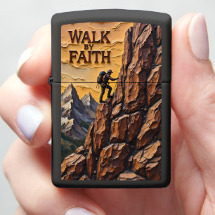Embossed Hiker Steep Rock Climb Zippo Lighter