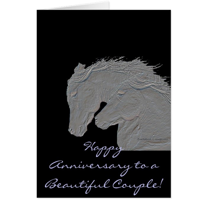 Embossed Horses Greeting Card