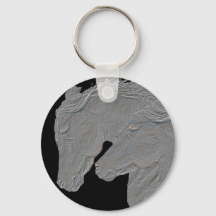 Embossed Horses Keychain