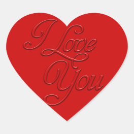 Embossed I Love You Heart Heart Sticker