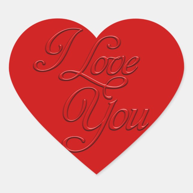 Embossed I Love You Heart Heart Sticker (Front)