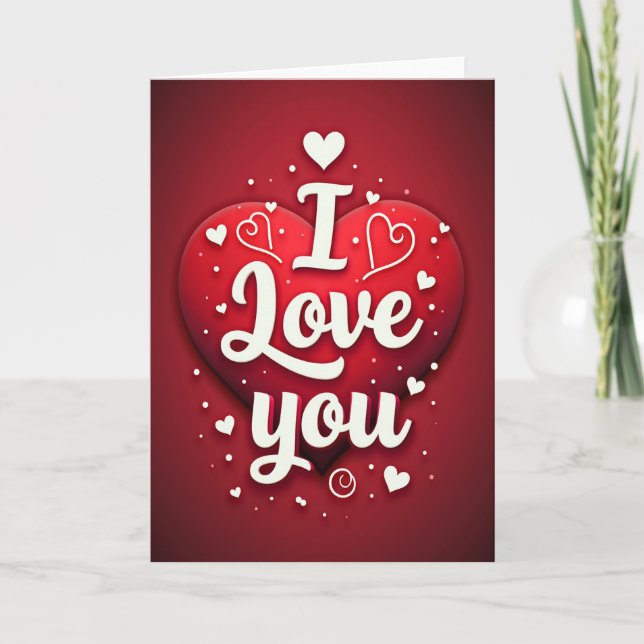 Embossed I Love You Hearts Card (Front)