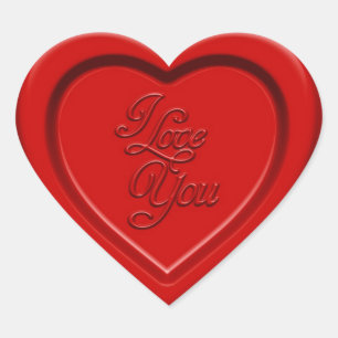 Embossed I Love You Red Heart Sticker