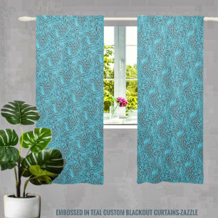 Embossed In Teal  Blackout Curtains