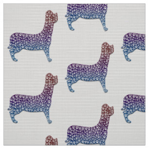 Embossed Indigo Gradient Paw Print Dog Outline Fabric