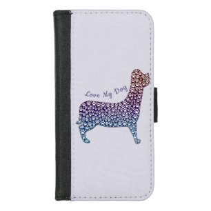 Embossed Indigo Gradient Paw Print Dog Outline iPhone 8/7 Wallet Case