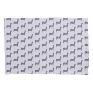 Embossed Indigo Gradient Paw Print Dog Outline Pillow Case