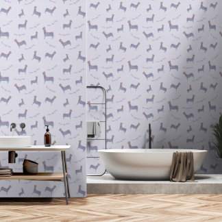 Embossed Indigo Gradient Paw Print Dog Outline Wallpaper