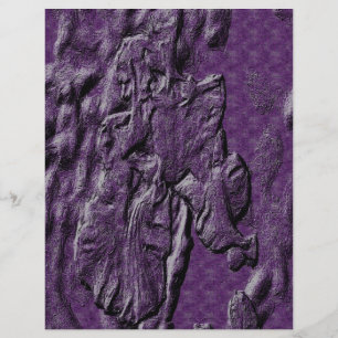 Embossed Iris Purple Floral Scrapbook Paper