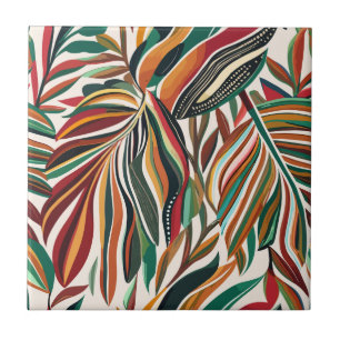 Embossed leaves in vibrant colors ceramic tile
