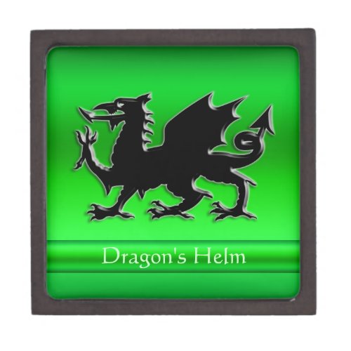 Embossed_look Black Dragon on green chrome_effect Jewelry Box