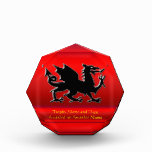 Embossed-look Black Dragon On Red Chrome-effect Acrylic Award at Zazzle