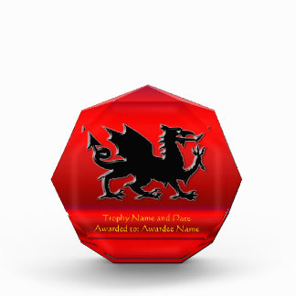 Embossed-look Black Dragon on red chrome-effect Acrylic Award