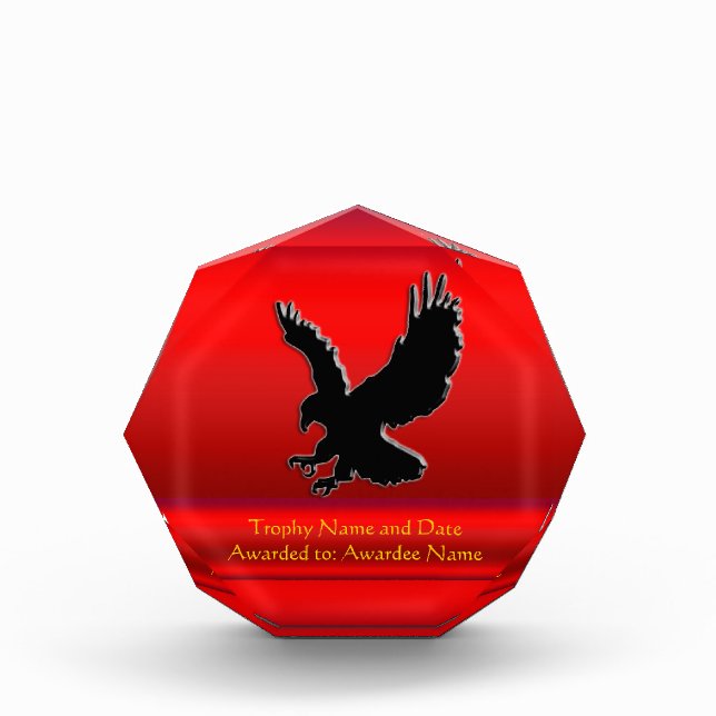 Embossed-look Black Eagle on red chrome-effect Award (Front)