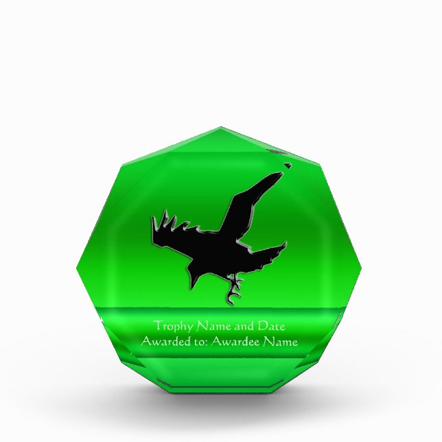 Embossed-look Black Raven on green chrome-effect Award (Front)