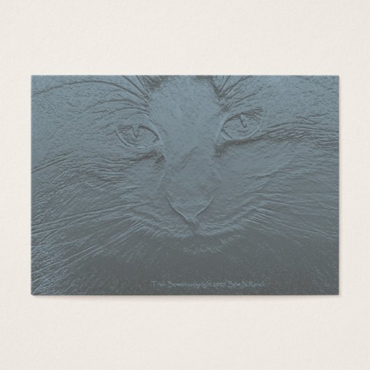 Embossed Look Cat Face Gray Blue (Front)
