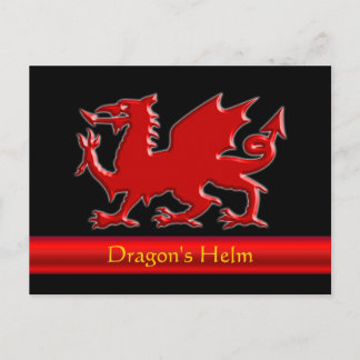 Embossed-look Dragon with red chrome-effect stripe Postcard