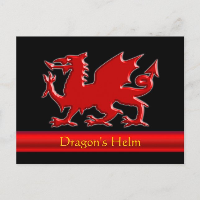 Embossed-look Dragon with red chrome-effect stripe Postcard (Front)