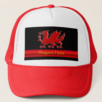 Embossed-look Dragon with red chrome-effect stripe Trucker Hat
