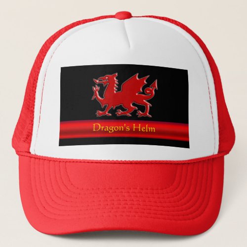 Embossed_look Dragon with red chrome_effect stripe Trucker Hat
