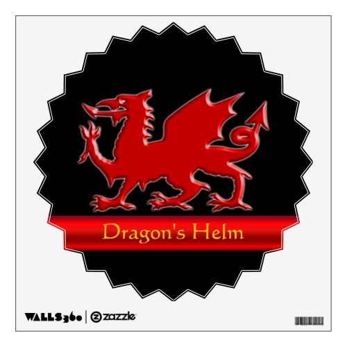 Embossed_look Dragon with red chrome_effect stripe Wall Sticker
