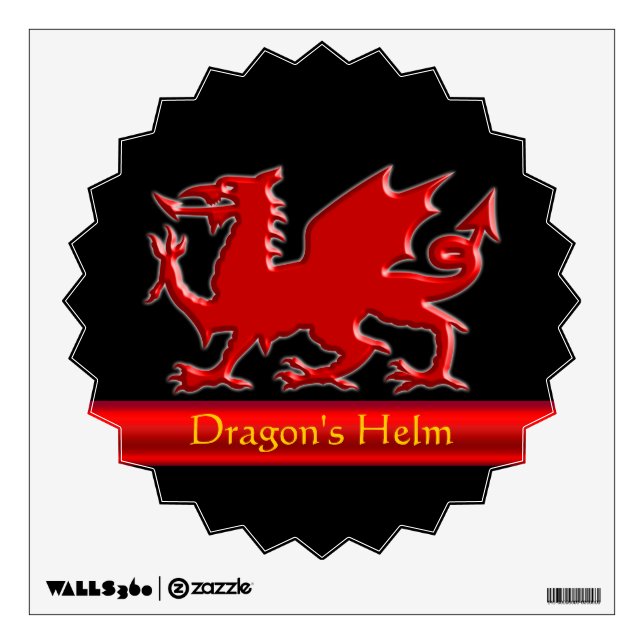 Embossed-look Dragon with red chrome-effect stripe Wall Sticker (Front)
