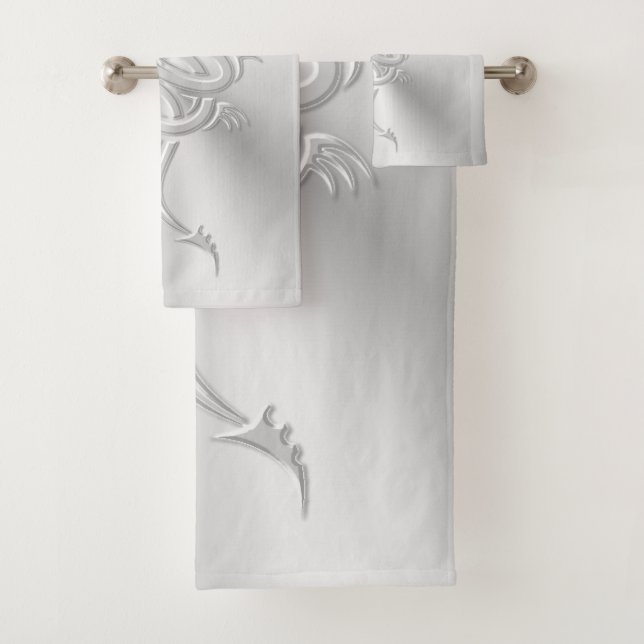 Embossed-look Eastern Dragon Bath Towel Set (Insitu)