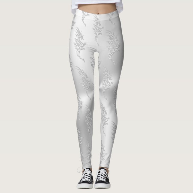 Embossed-look Eastern Dragon Leggings (Front)