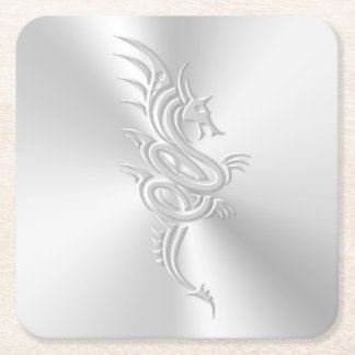 Embossed-look Eastern Dragon Square Paper Coaster