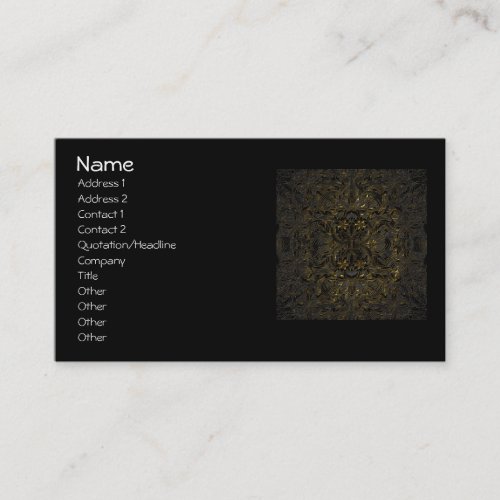 Embossed Look Gold on Black Floral Business Card