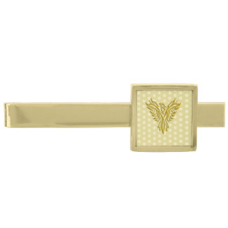 Embossed-look golden rising phoenix gold finish tie clip