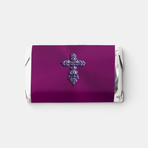 Embossed_look Gothic Cross in Purple with Monogram Hersheys Miniatures