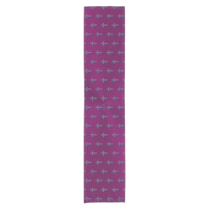 Embossed-look Gothic Cross in Purple with Monogram Short Table Runner
