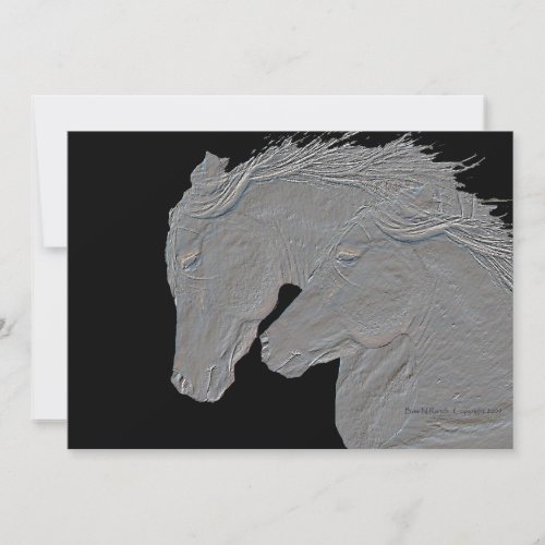 Embossed Look Horses Black background Personalized Invites