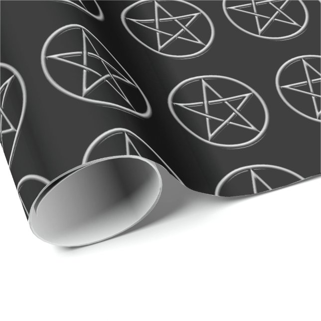 Embossed Look Pentacles Yule Wrapping Paper (Roll Corner)