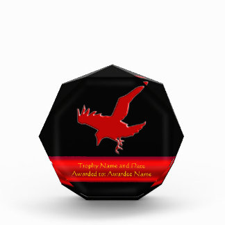 Embossed-look Raven with red chrome-effect stripe Acrylic Award