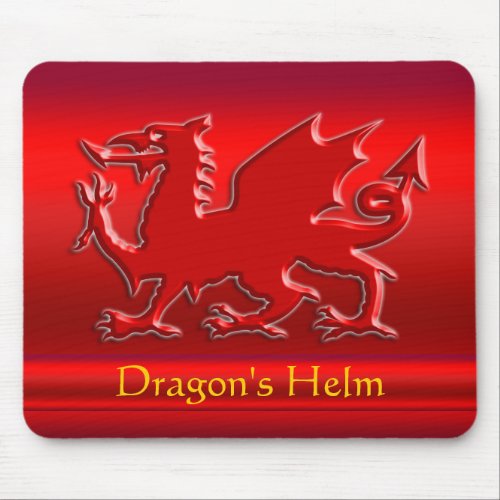 Embossed_look Red Dragon on red chrome_effect Mouse Pad