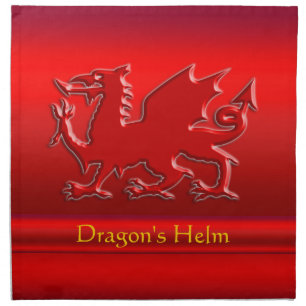 Embossed-look Red Dragon on red chrome-effect Napkin