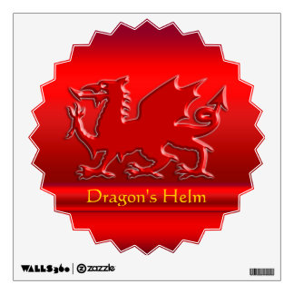 Embossed-look Red Dragon on red chrome-effect Wall Sticker