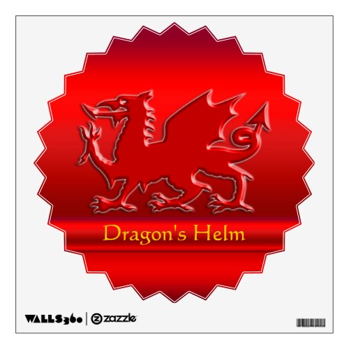 Embossed_look Red Dragon on red chrome_effect Wall Sticker