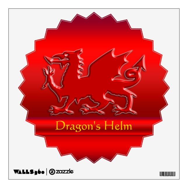 Embossed-look Red Dragon on red chrome-effect Wall Sticker (Front)