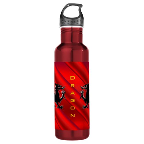 Embossed_look Red Dragon on red chrome_effect Water Bottle