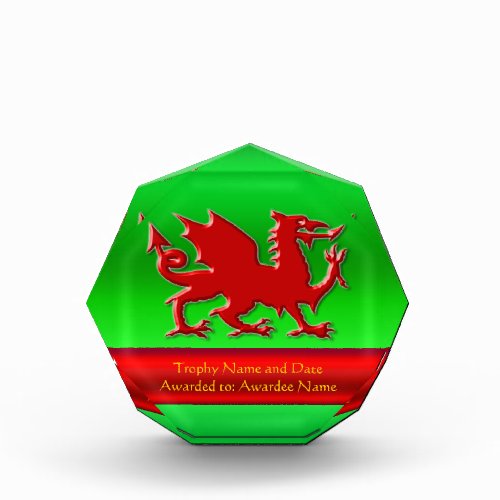 Embossed_look Red Dragon with green chrome_effect Acrylic Award
