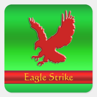 Embossed-look Red Eagle on green metallic-effect Square Sticker