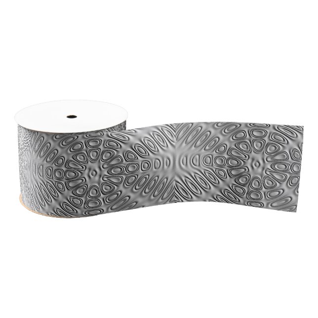 Embossed Look Silver Gray Metal Sand Flower Grosgrain Ribbon (Spool)