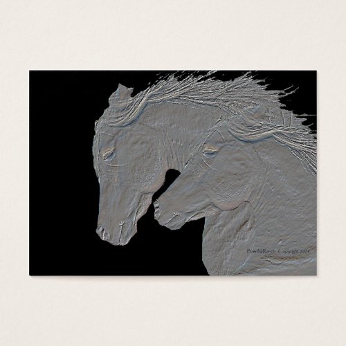 Embossed Look Silver Horses Business Card