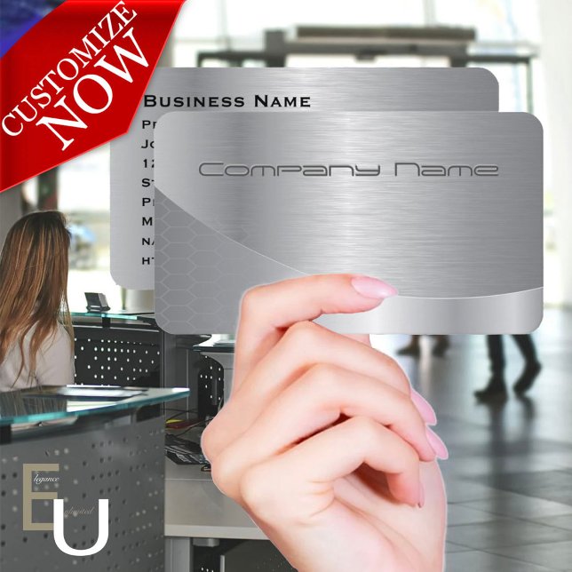 Embossed Look Silver Modern Corporate Business Card (Creator Uploaded)