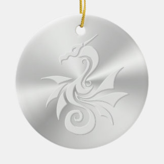 Embossed-look Tribal Dragon Ceramic Ornament