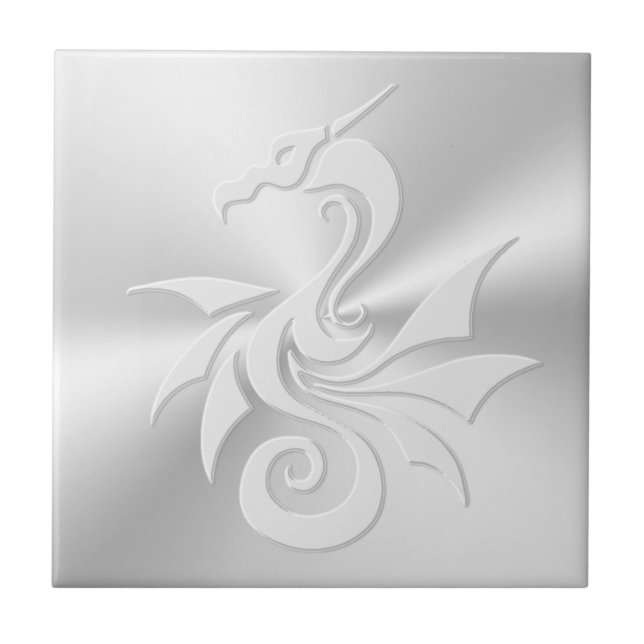 Embossed-look Tribal Dragon Ceramic Tile (Front)