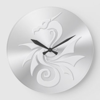 Embossed-look Tribal Dragon Large Clock
